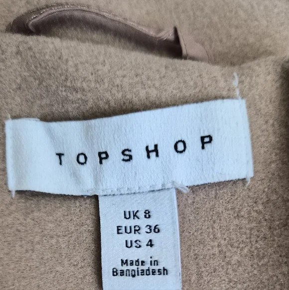 SPRING SALE | Topshop Double Breasted Long Coat in Camel Sz 4 - Picture 5 of 7